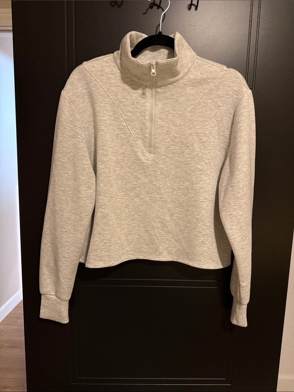 Cropped Light Gray heather Quarter-Zip Pullover Hoodie